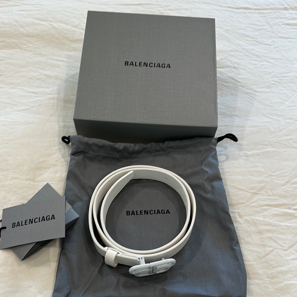 Balenciaga White Leather belt